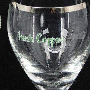 Lot of 2 Irish Coffee Digestif Crystal Glass Gold Rim Shamrock Stem 6oz Vtg 5.5"